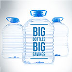 Big bottles. Big savings. PET and rPET high-capacity containers