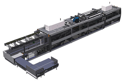 Combined packers with in-line infeed