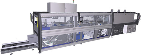 Film shrink wrappers with in-line infeed