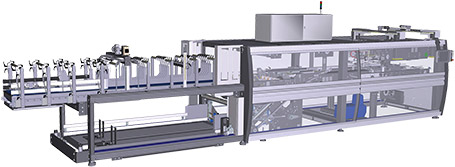 Cartonatrici in scatole wrap-around con ingresso in linea