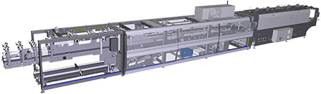 Film shrink wrappers with in-line infeed